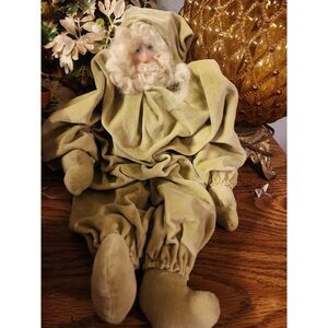 Rare Vintage Pajama‎ Santa Claus. Plush Body, Porcelain Painted Face 15"